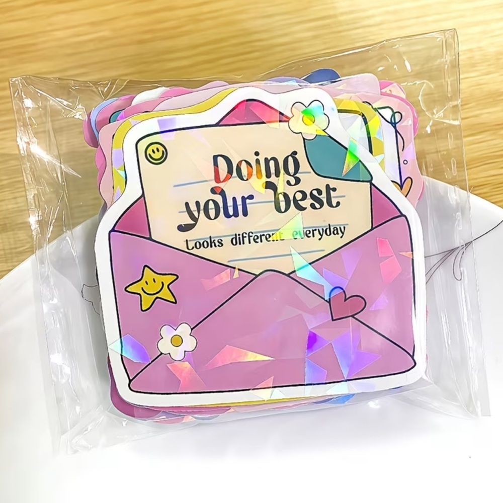 50 holographic Colorful Motivational Stickers NEW sun designs